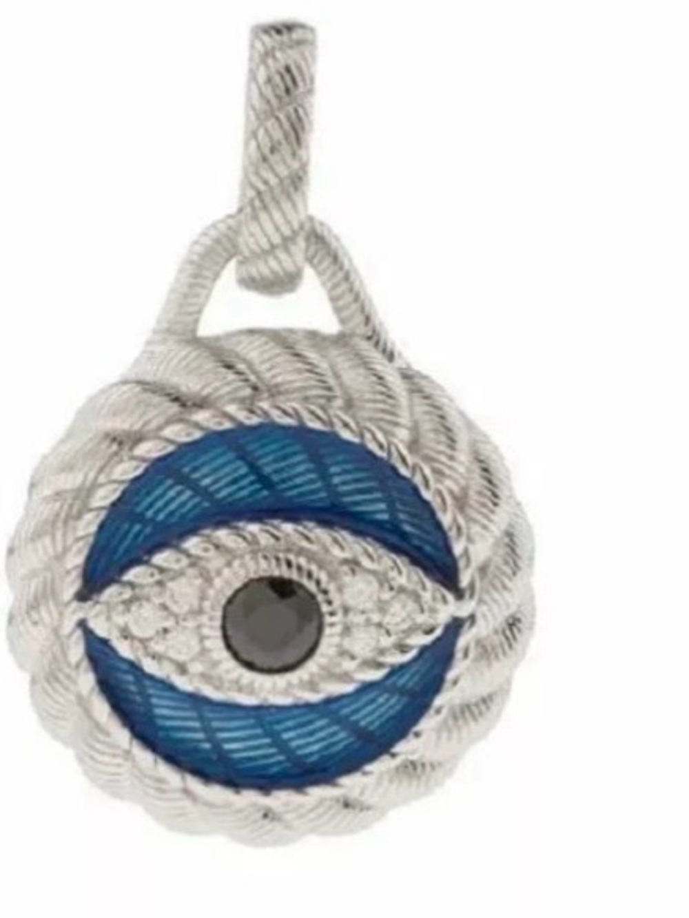 Judith Ripka Enamel and Diamonique Evil Eye Pendant